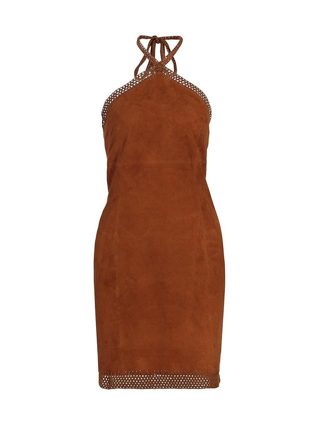 Womens Crochet Trim Suede Minidress Product Image