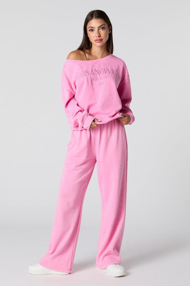 Washed Wide Leg Fleece Sweatpant Female Product Image