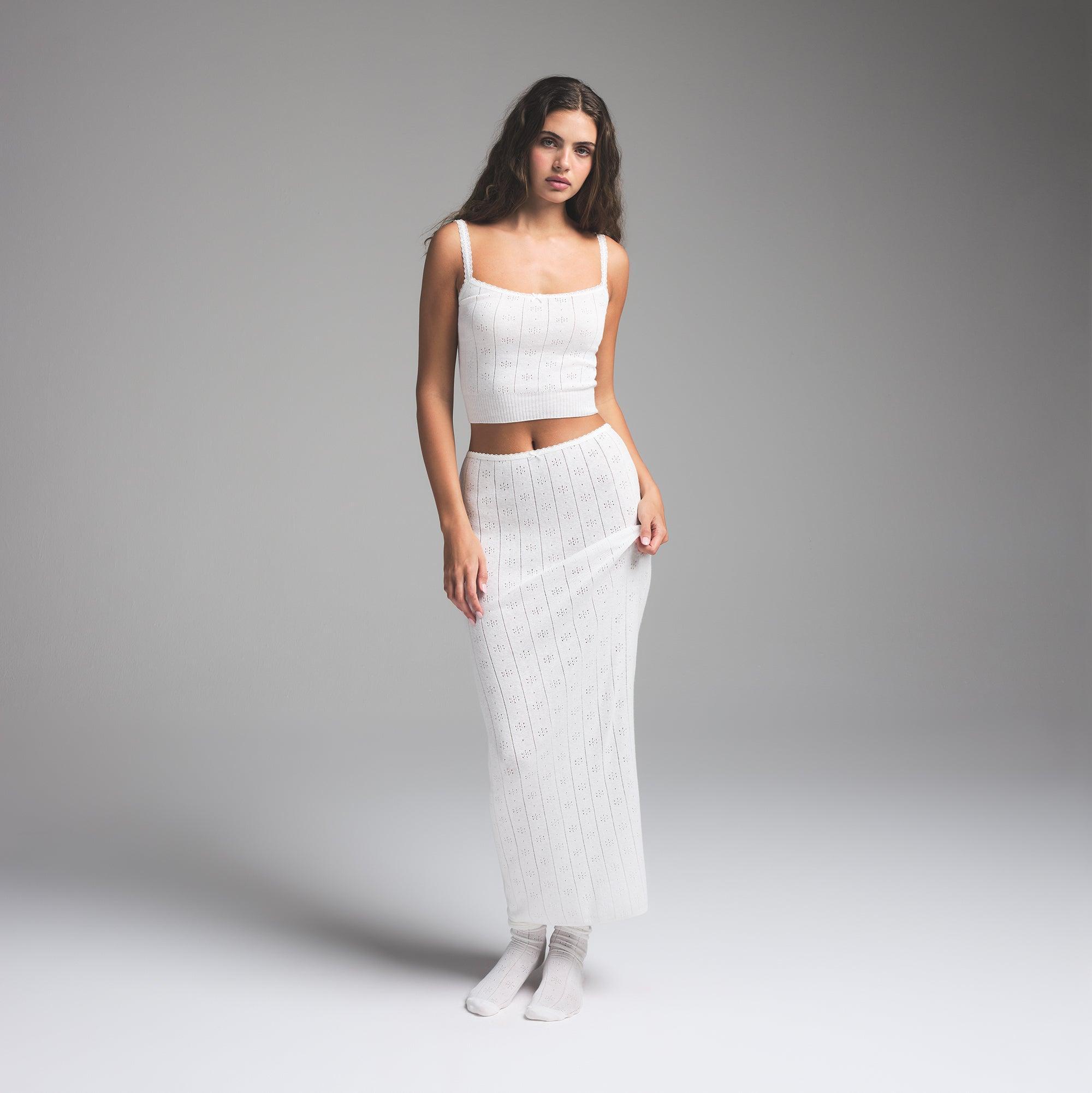 SWEATER POINTELLE LONG SKIRT | MARBLE Product Image