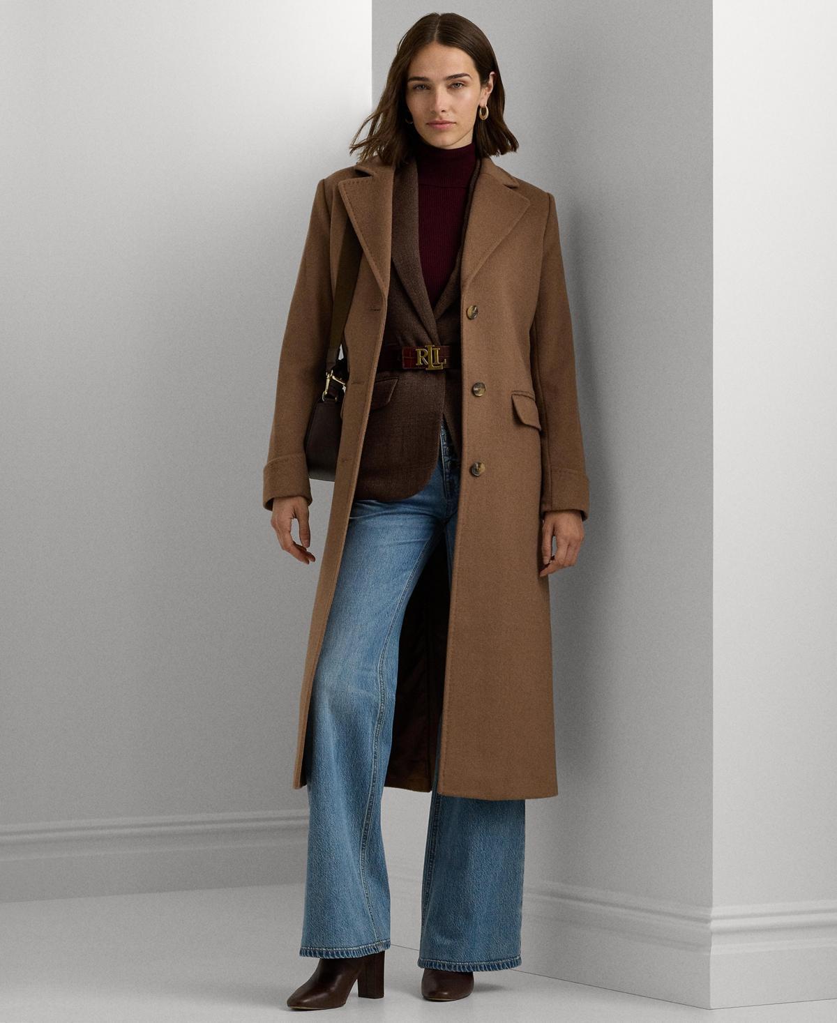 Lauren Ralph Lauren Womens Long Notched-Collar Coat Product Image