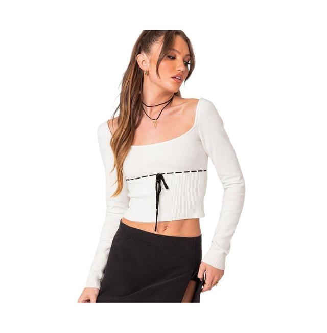 EDIKTED Natasha Square Neck Long Sleeve Knit Top Product Image