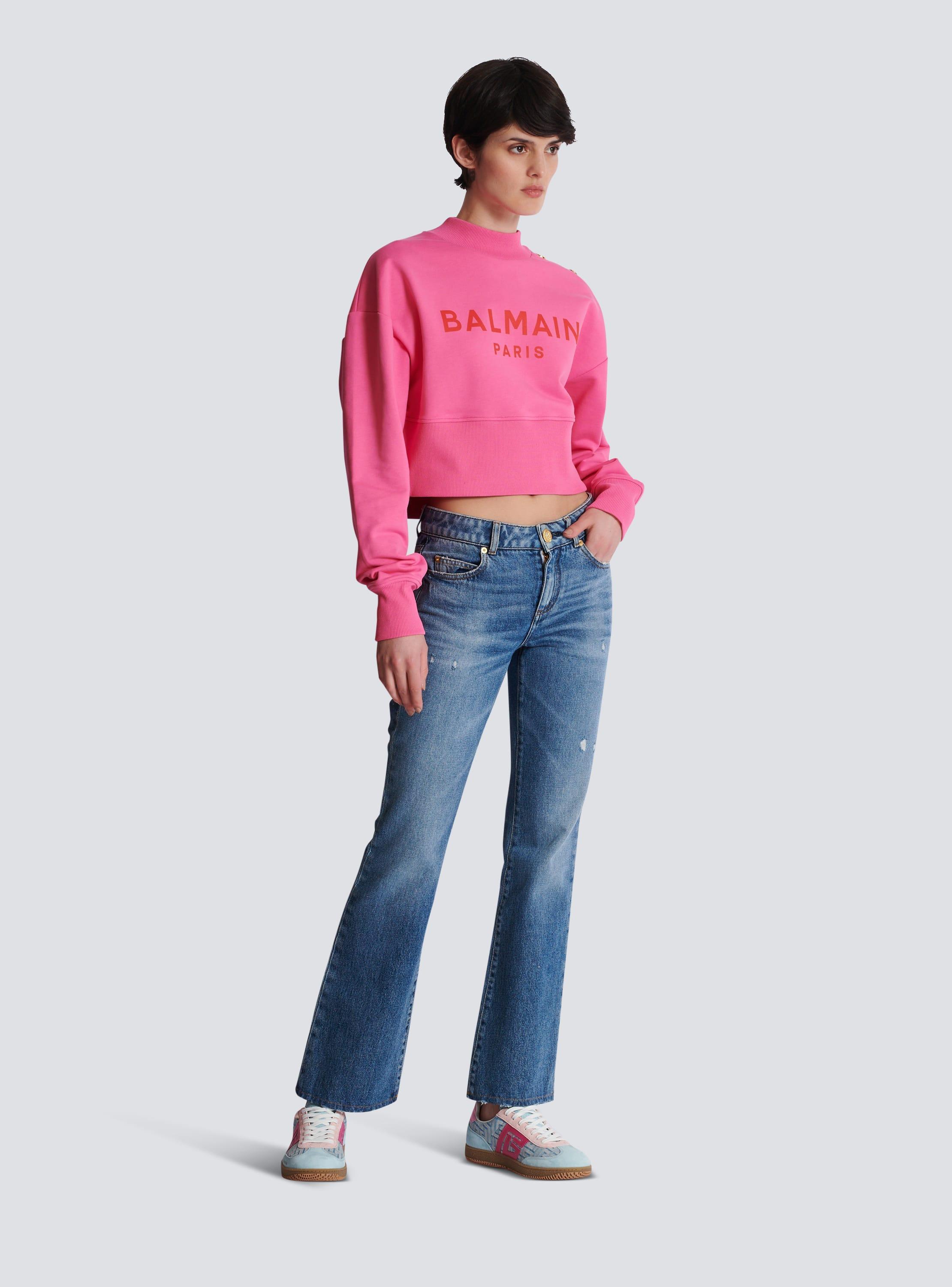 Cropped sweatshirt with Balmain Paris print Product Image