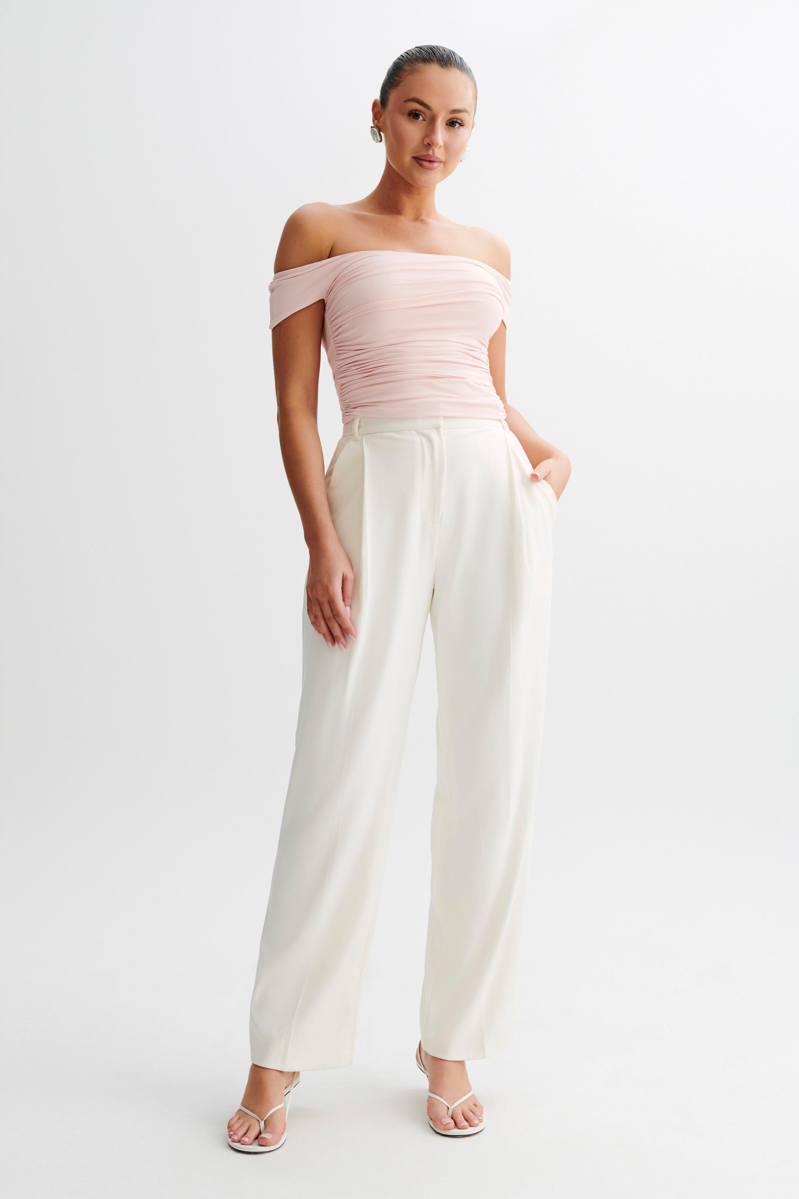 Piper Ruched Off Shoulder Top - Pale Pink Product Image