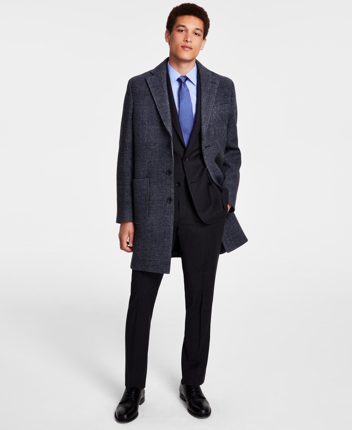 B by Brooks Brothers Mens Plaid Double-Face Wool Blend Overcoat Product Image