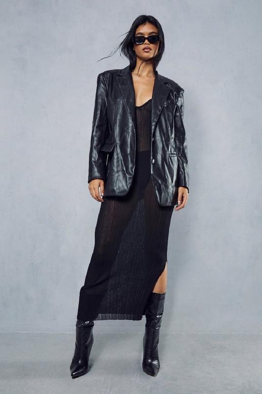 Oversized Leather Look Blazer Product Image