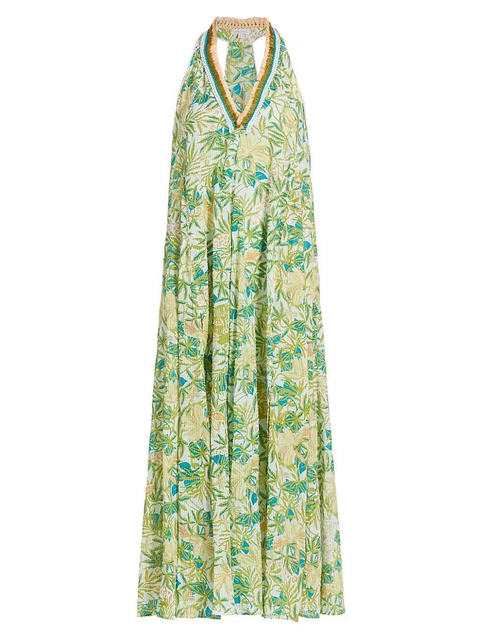 Womens Floral Shift V-Neck Maxi Dress Product Image