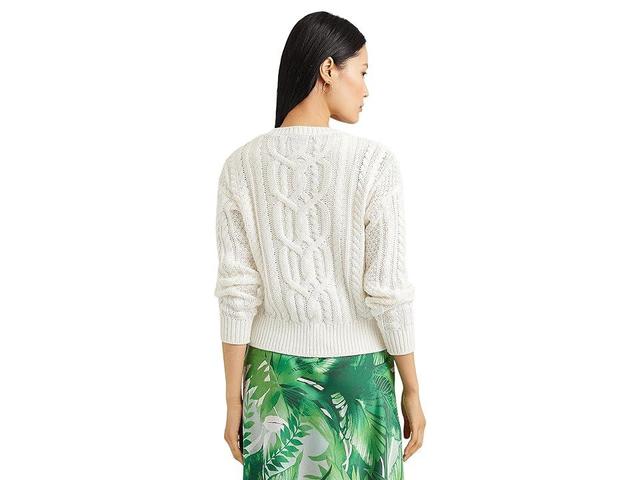 LAUREN Ralph Lauren Cable-Knit Cotton Crewneck Sweater Women's Sweater Product Image