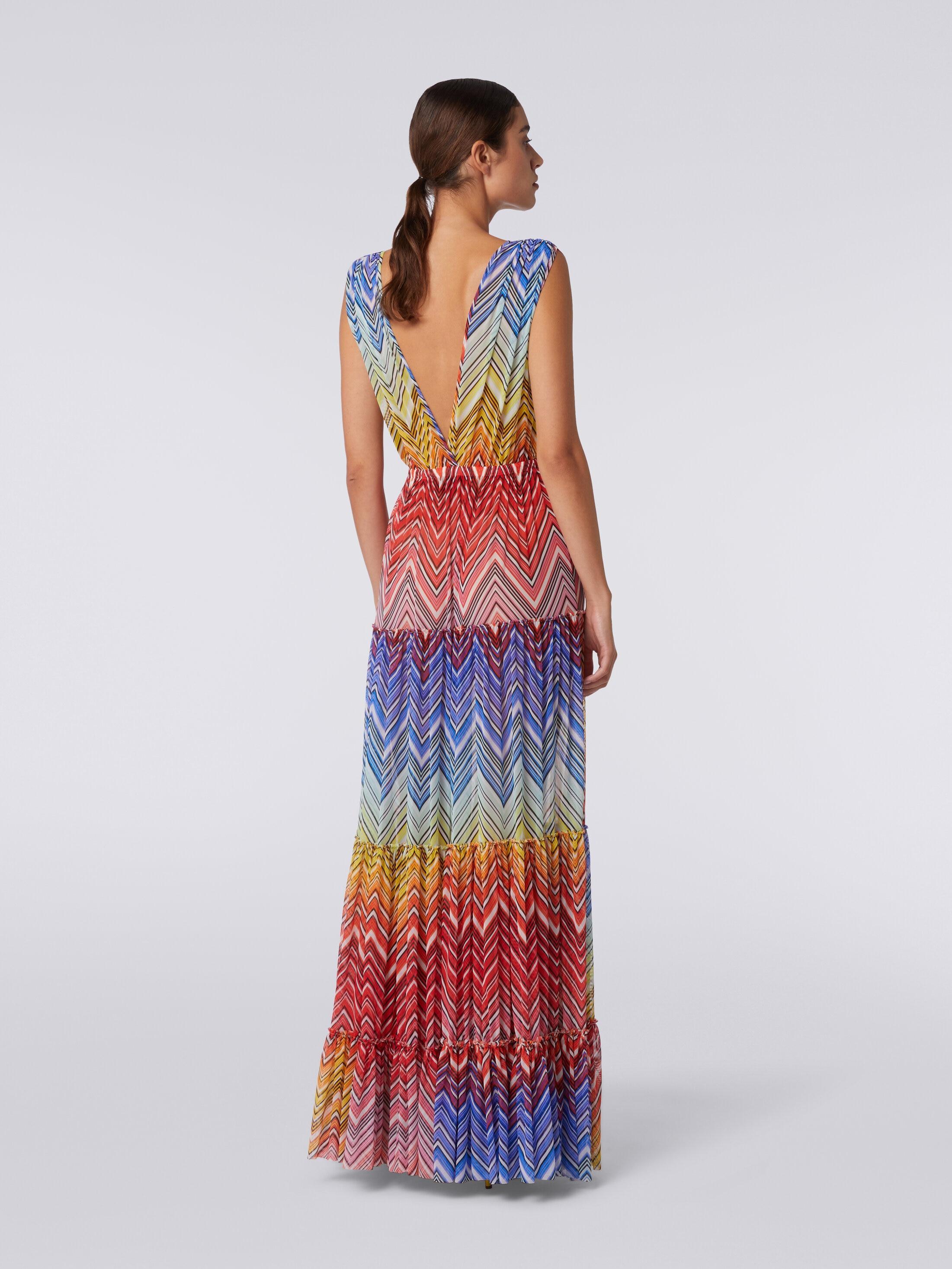 Long cover up dress in zigzag print tulle Product Image