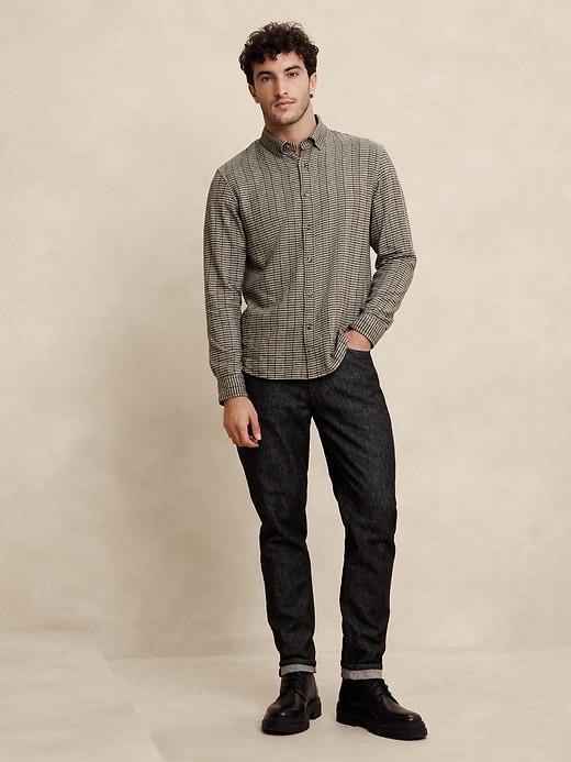 Slim Cotton-Linen Flannel Shirt Product Image