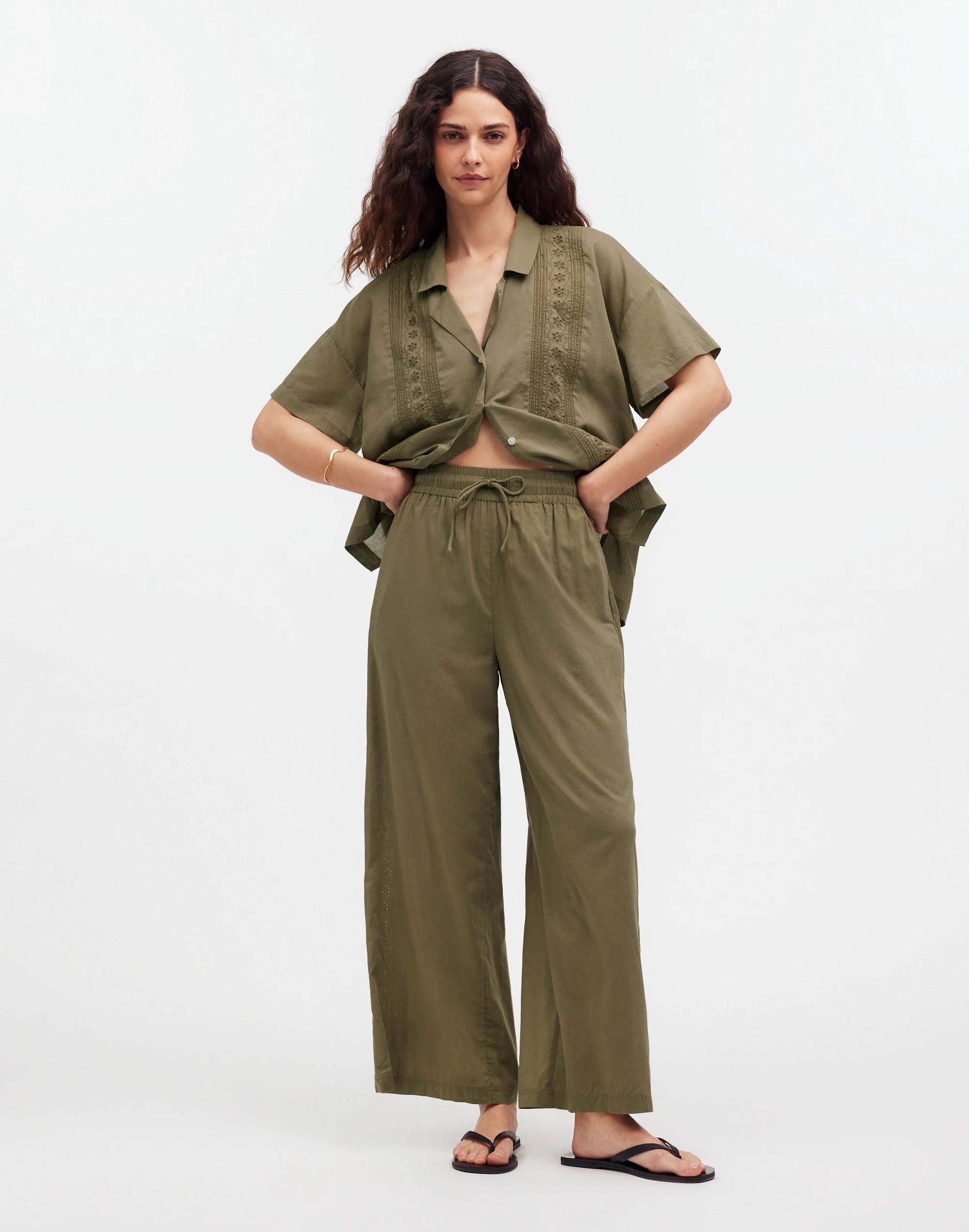 Embroidered Wide-Leg Cover-Up Pants Product Image