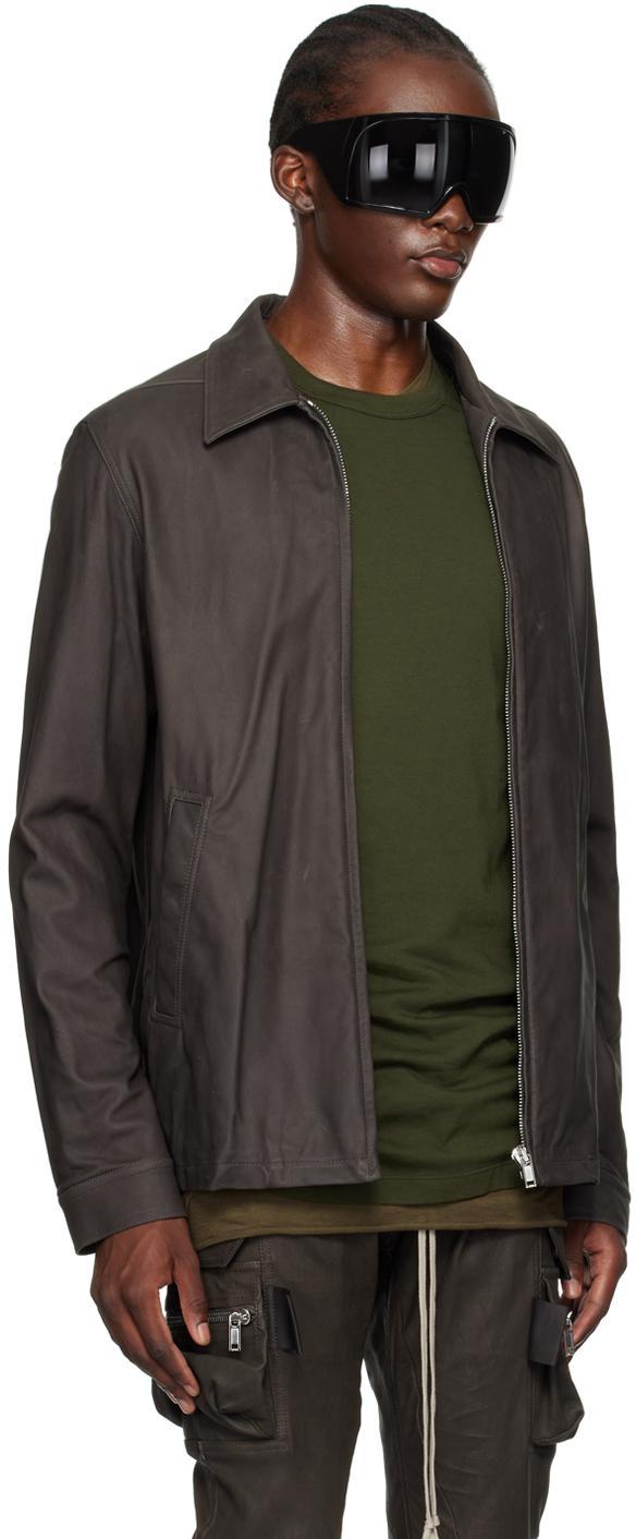 RICK OWENS Gray Porterville Brad Leather Jacket In Grey Product Image