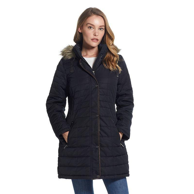 Womens Weathercast Faux-Fur Hood Puffer Coat Product Image