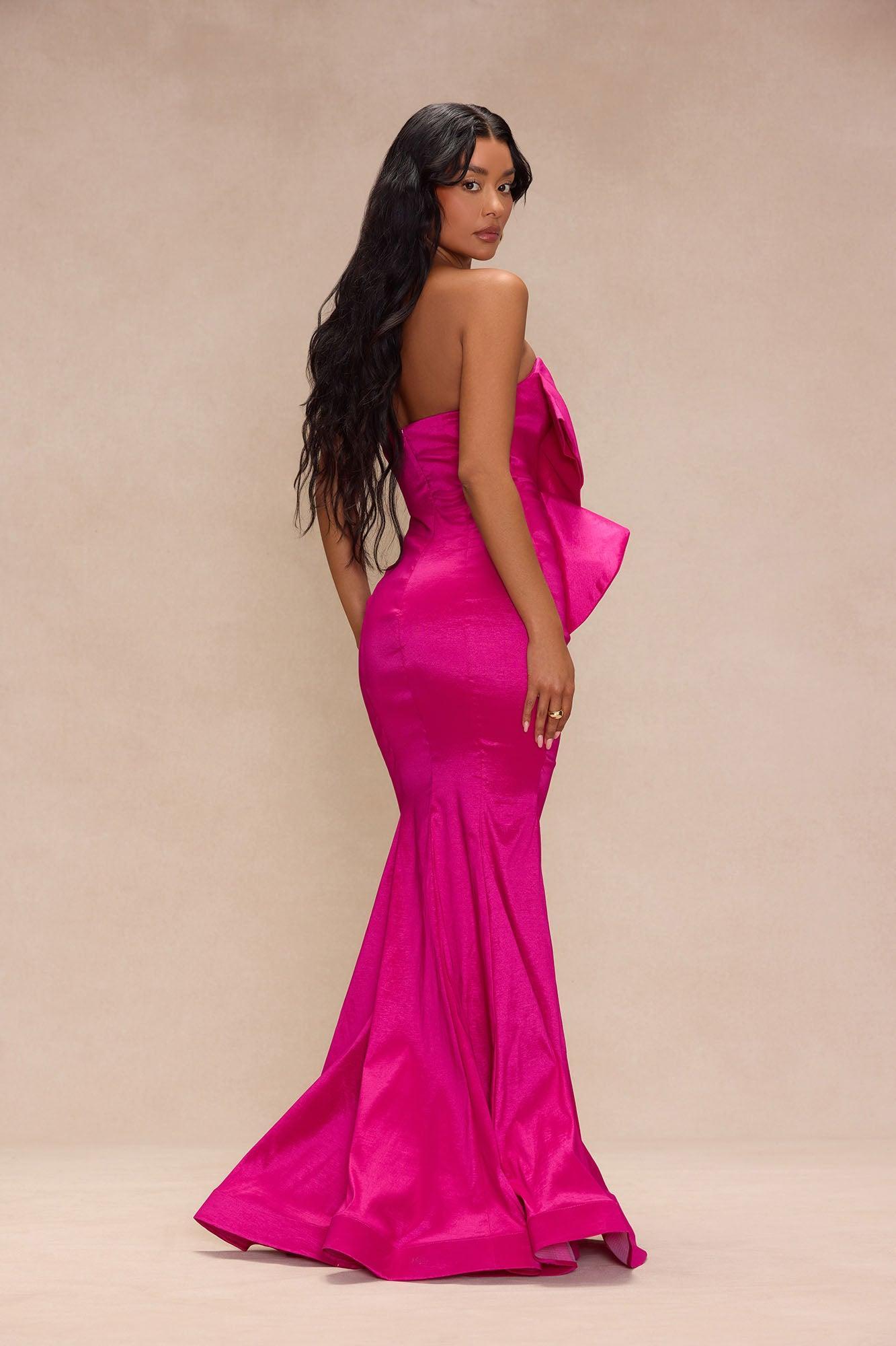 Origami Taffeta Gown - Fuchsia Product Image