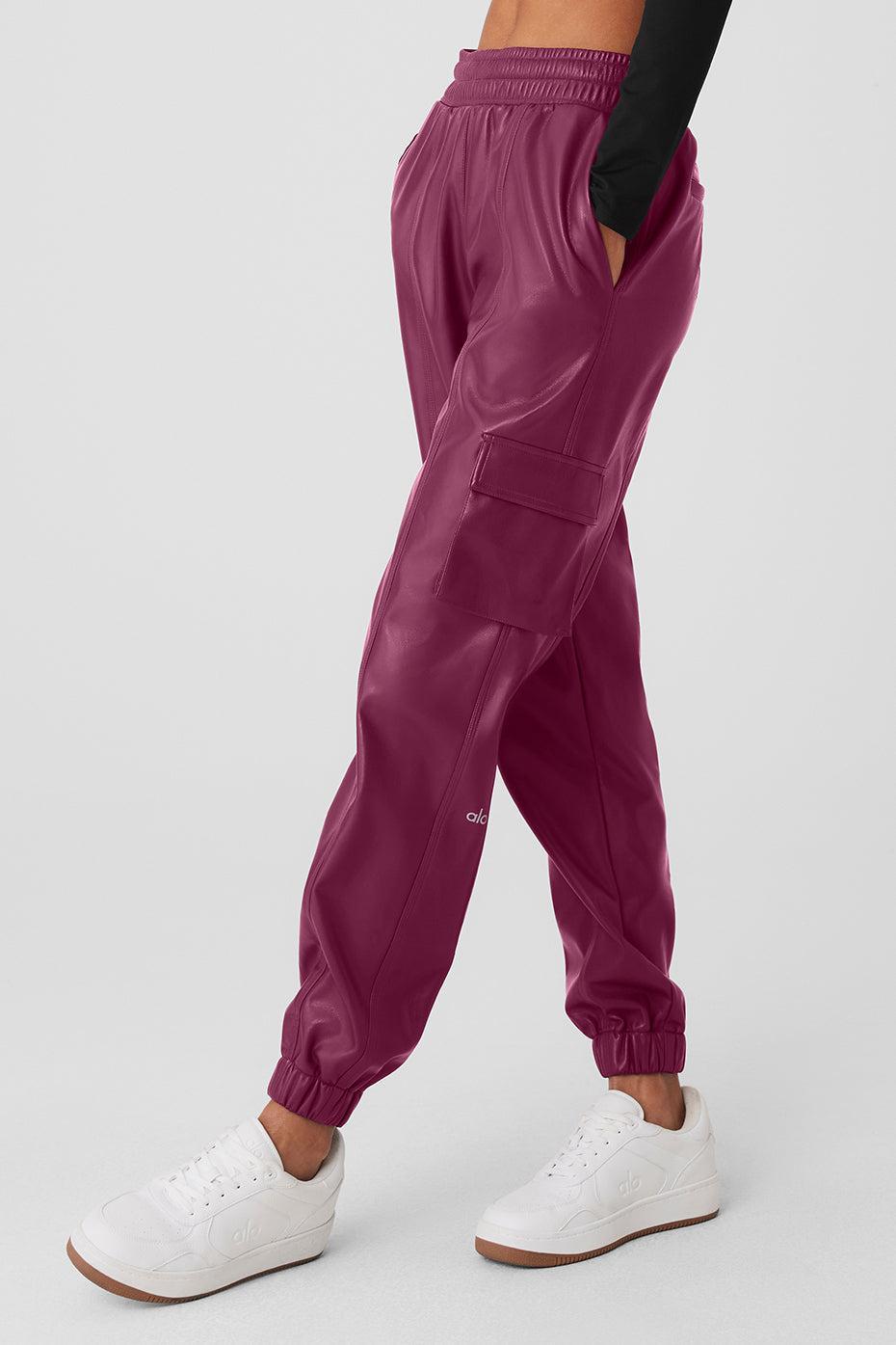 Faux Leather Power Hour Jogger - Wild Berry Product Image