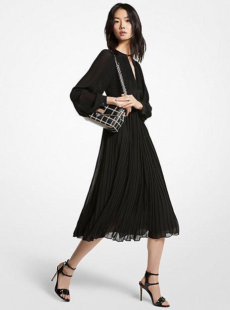 Womens Pleated Short-Sleeve Midi-Dress Product Image