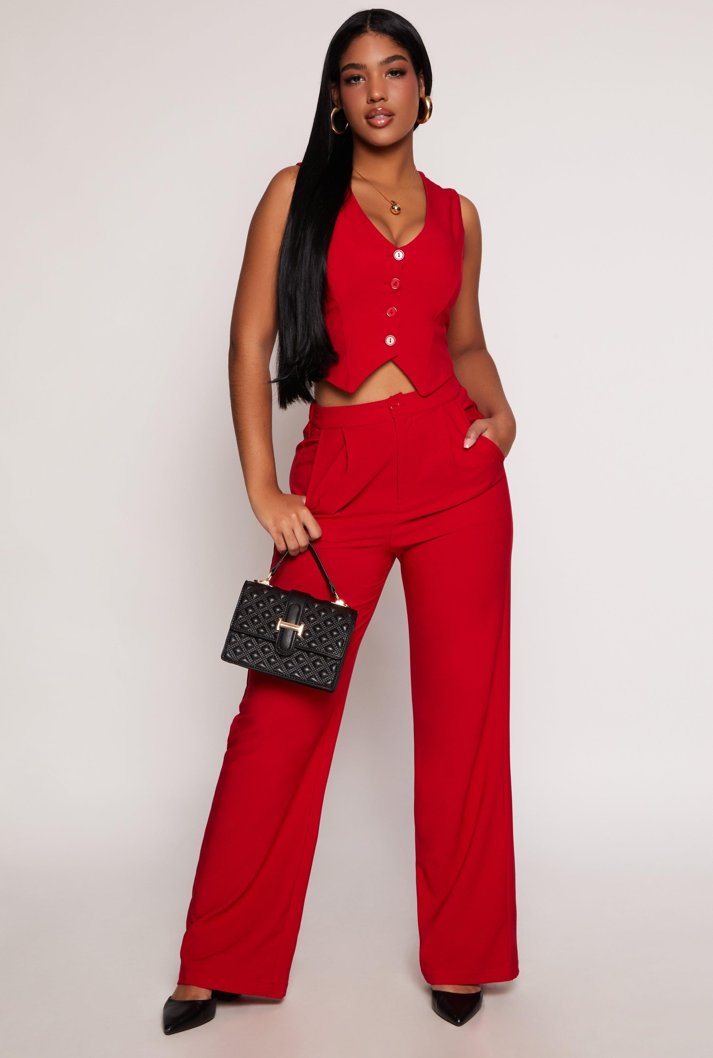 Womens Pleated High Waisted Wide Leg Pants Product Image