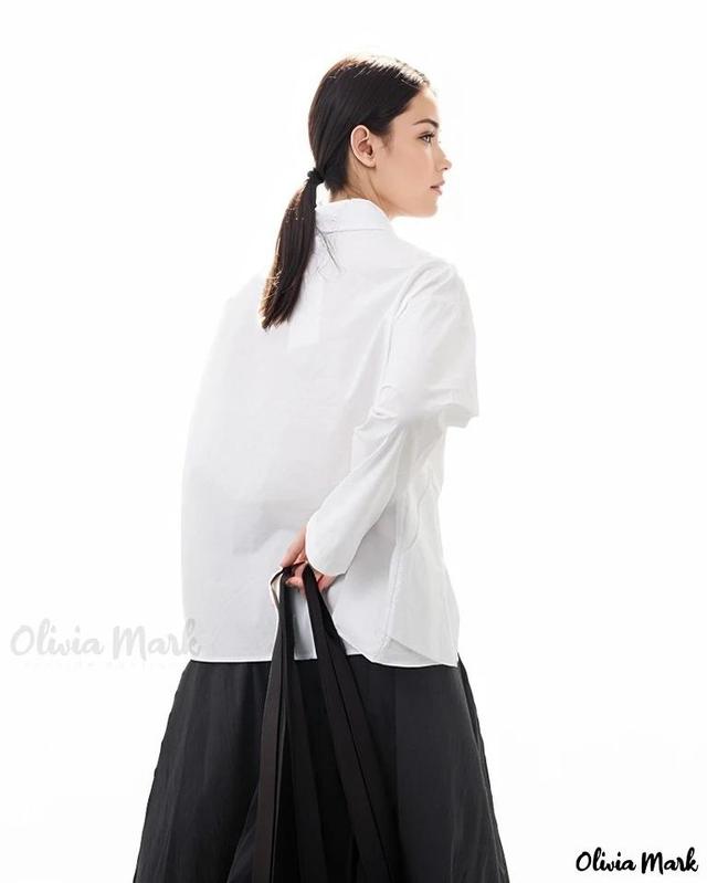 Olivia Mark – Loose-fit Collared Shirt with Dark-themed Design Product Image