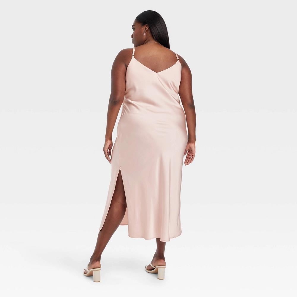 Women's Midi Slip Dress - A New Day™ Pink XXL Product Image