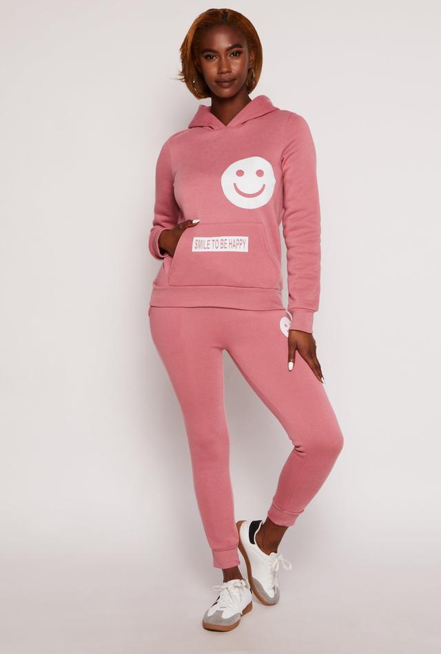 Womens Fleece Smiley Graphic Drawstring Joggers Product Image