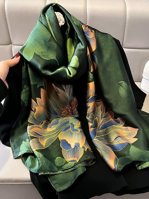 Flower Print See-Through Shawl&Scarf Product Image