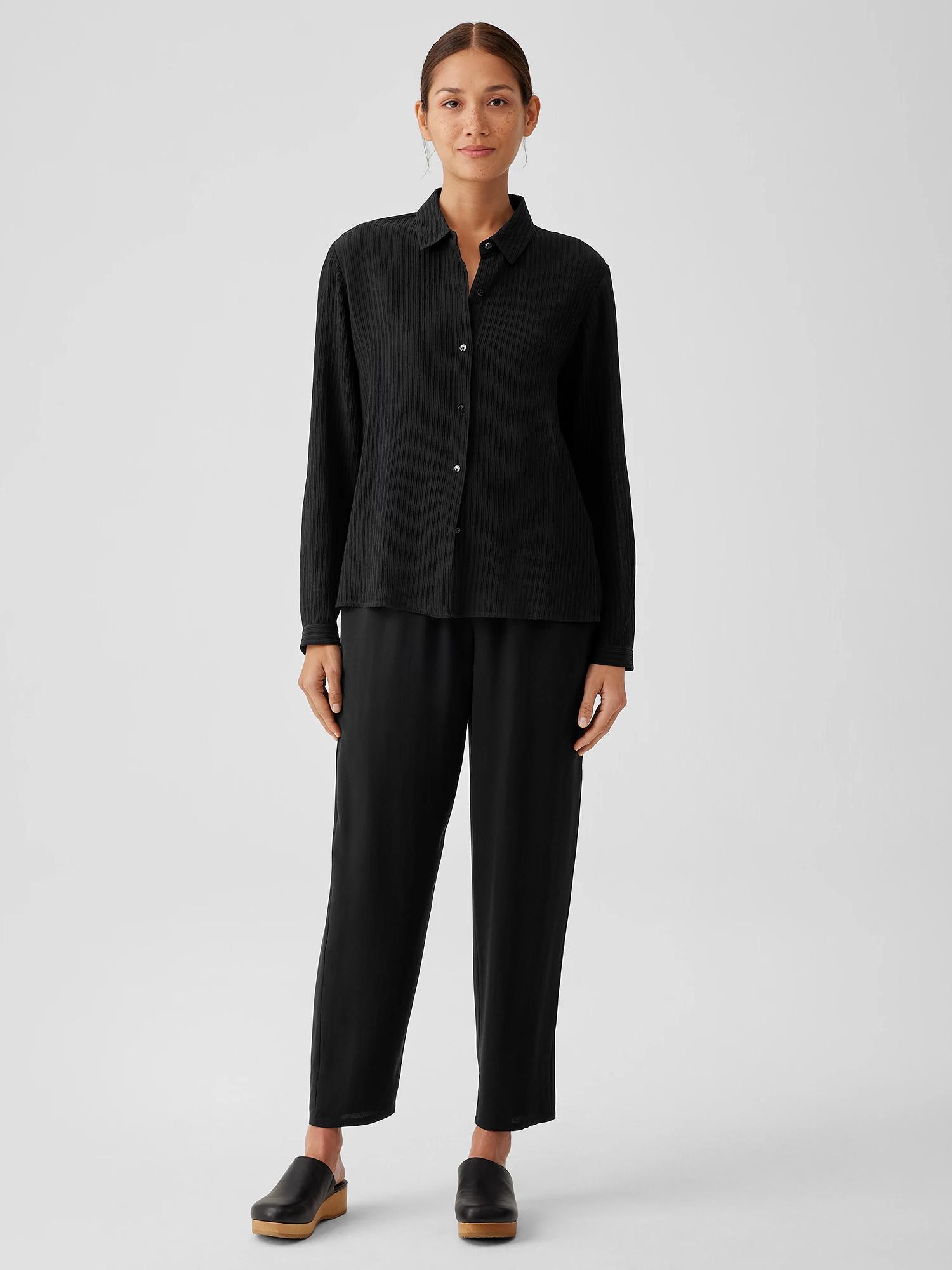 EILEEN FISHER Silk Georgette Crepe Tapered Pantfemale product image