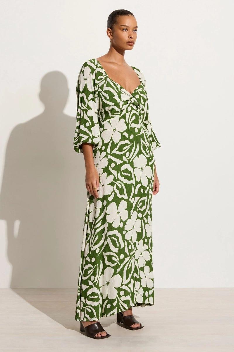 Ondina Midi Dress Pavito Floral Olive - Final Sale Product Image