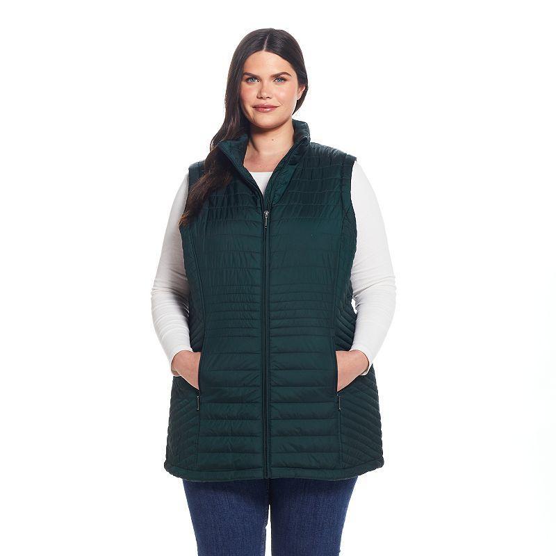 Plus Size Weathercast Channel Quilted Longline Vest, Womens Product Image