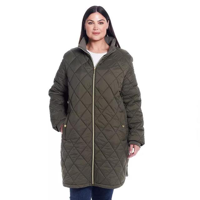 Plus Size Weathercast Quilted Zip Front Walker Jacket, Womens Dusty Green Product Image