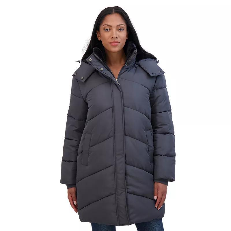 Sebby Collection Womens 3/4 Cozy Lined Hooded Puffer Coat Product Image