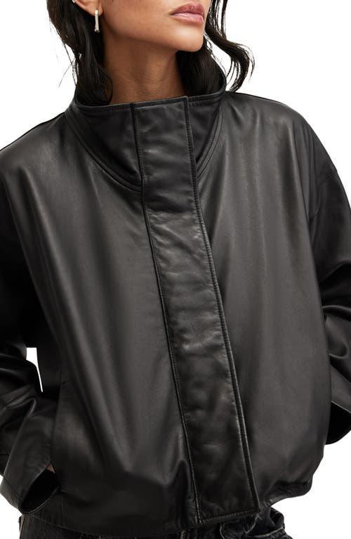 Ryder Funnel Neck Leather Jacket In Black Product Image