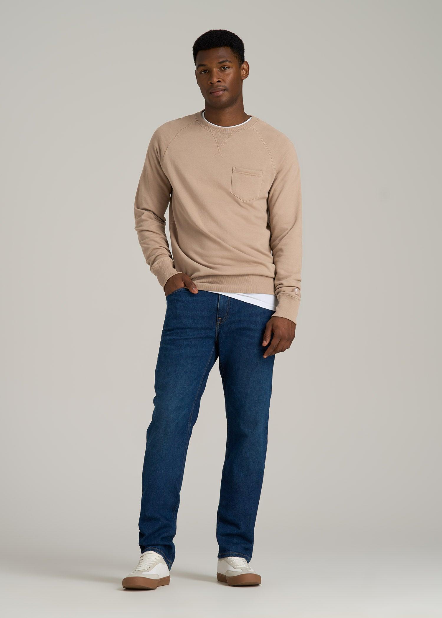 Wearever 2.0 French Terry Crewneck Sweatshirt for Tall Men in Light Camel Product Image