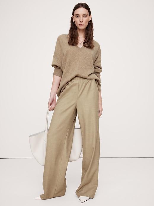 Wool Flannel Pull-On Wide-Leg Pant Product Image