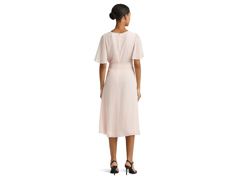 Lauren Ralph Lauren Belted Georgette Dress Opal) Women's Dress Product Image