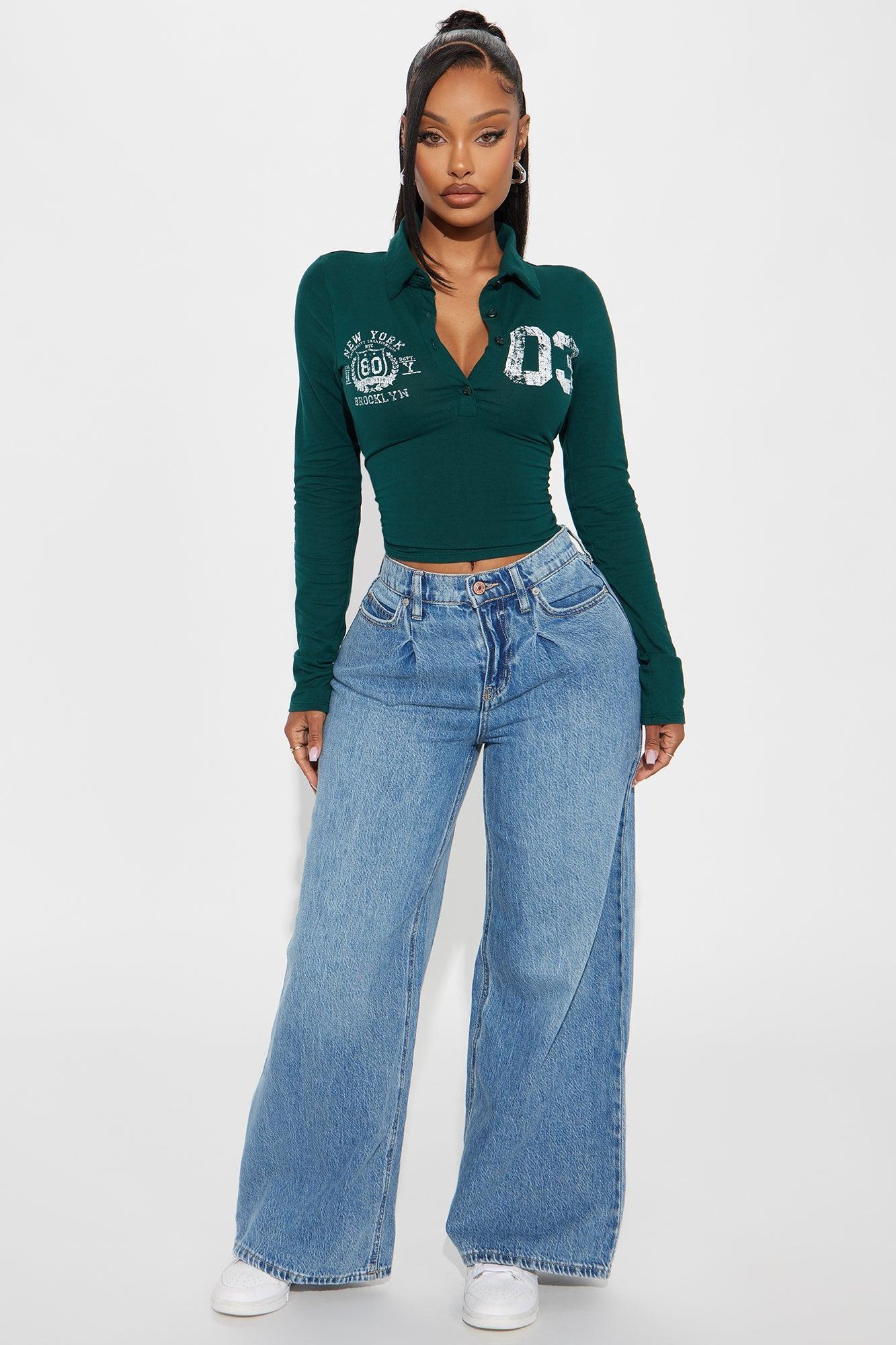 Solange Drop Waist Baggy Wide Leg Jeans - Medium Wash Product Image