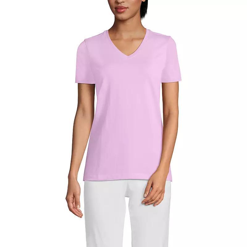 Petite Lands End Relaxed-Fit Supima Cotton V-Neck Tee, Womens Pink Purple Product Image