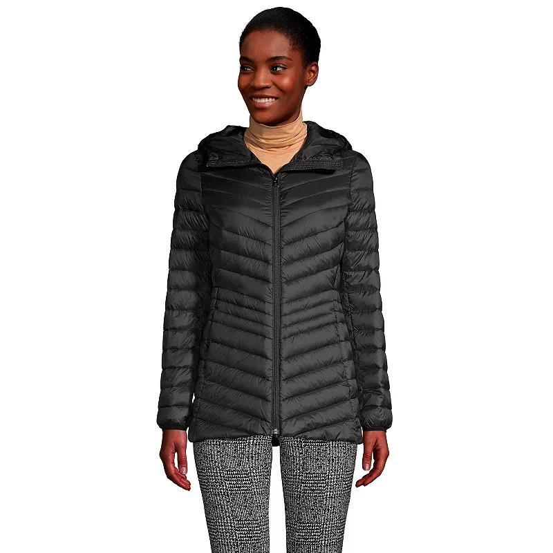 Womens Lands End Hooded Down Wanderweight Ultralight Packable Jacket Product Image