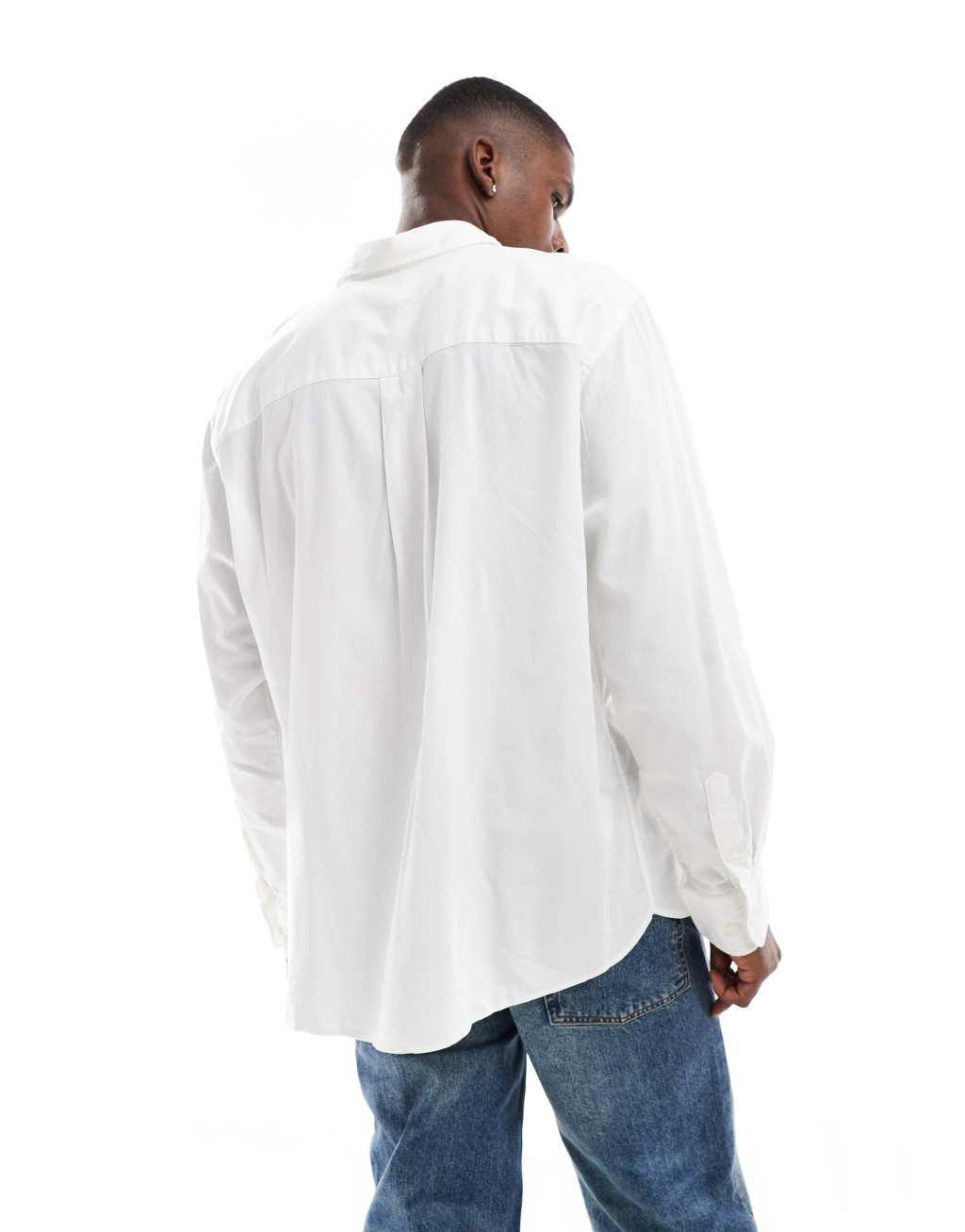 Jack & Jones oversized cotton shirt in white Product Image