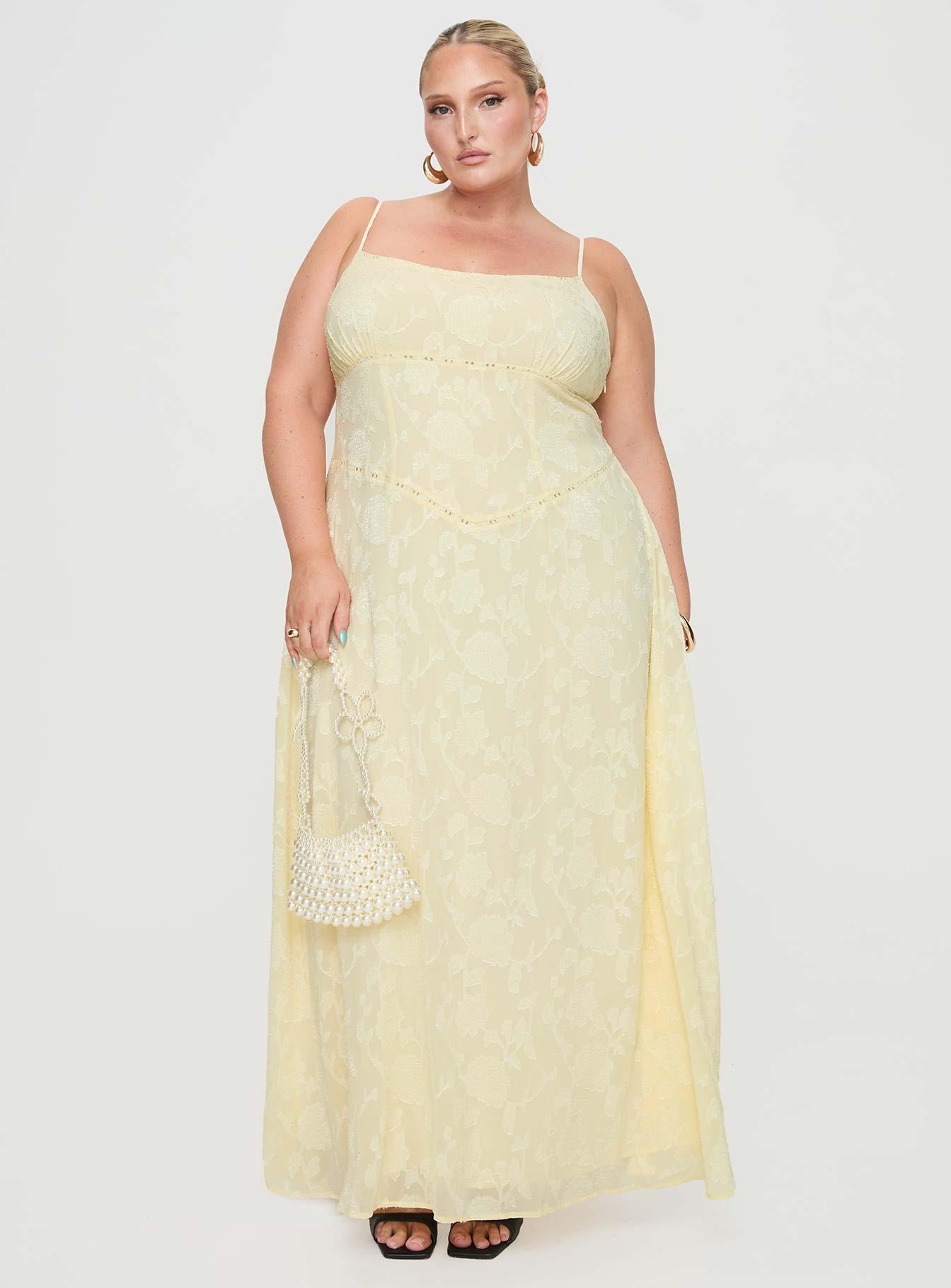 South Of France Maxi Dress Yellow Curve Product Image