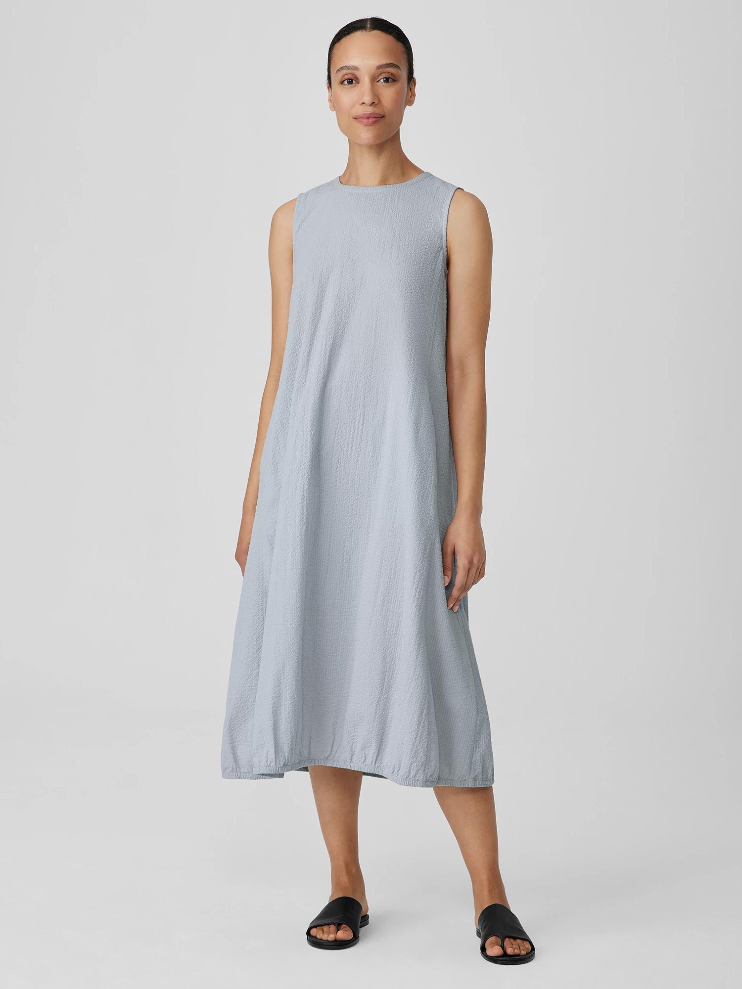 EILEEN FISHER Organic Cotton Ripple Lantern Dressfemale Product Image