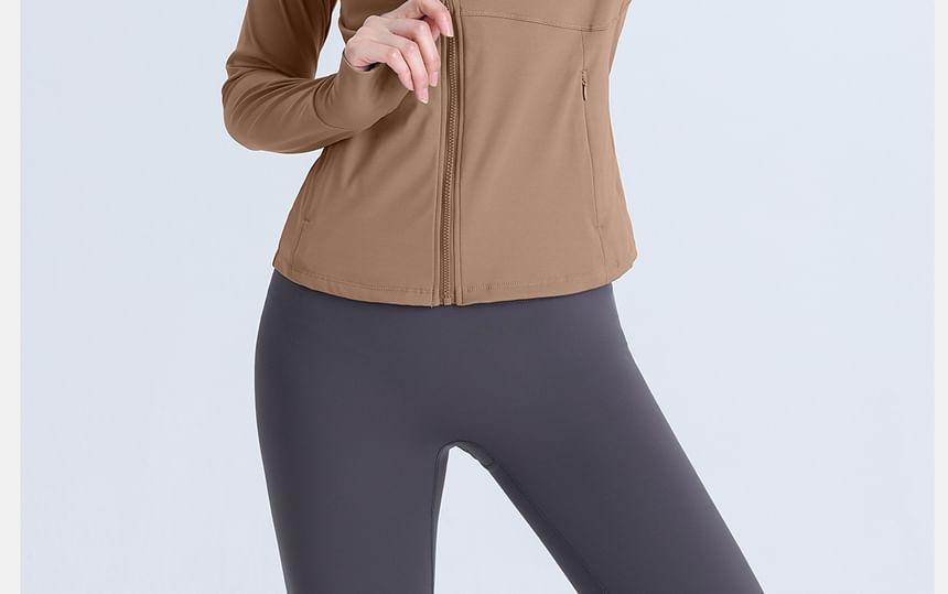 Hooded Plain Zip Up Cropped Sport Jacket Product Image