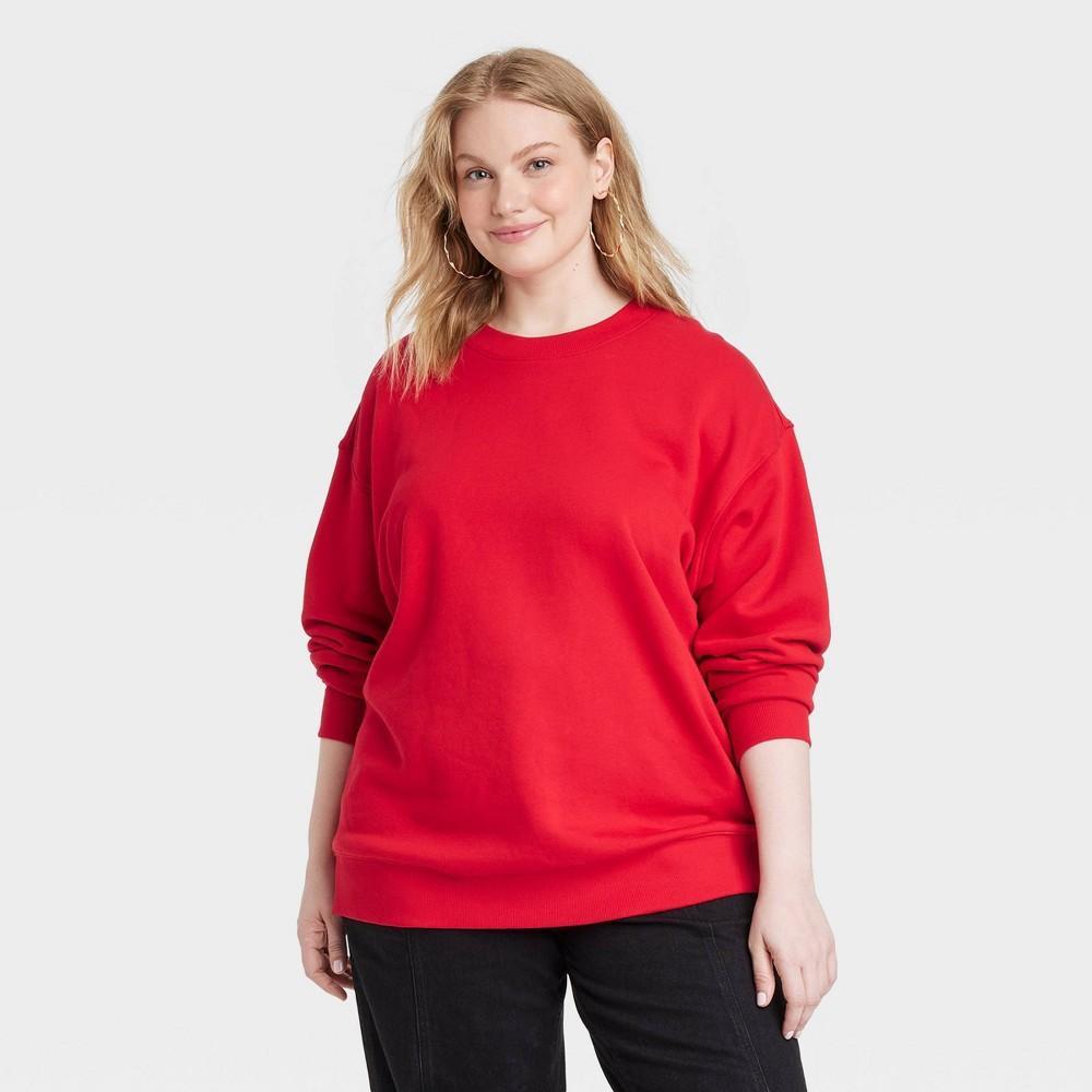 Womens Leisure Studio Oversized Pullover Sweatshirt - Universal Thread Red XXL product image