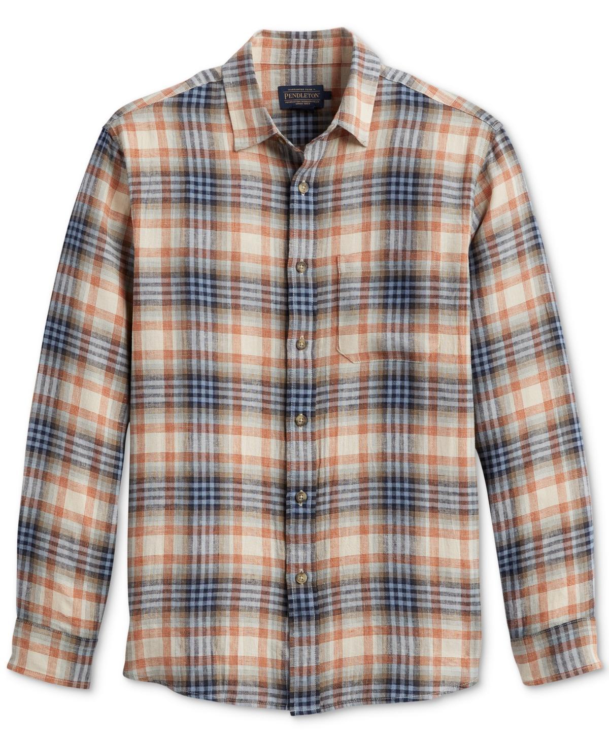 Pendleton Dawson Linen Shirt Long Sleeve (Rust/Graphite/Stone Plaid) Men's Jacket Product Image