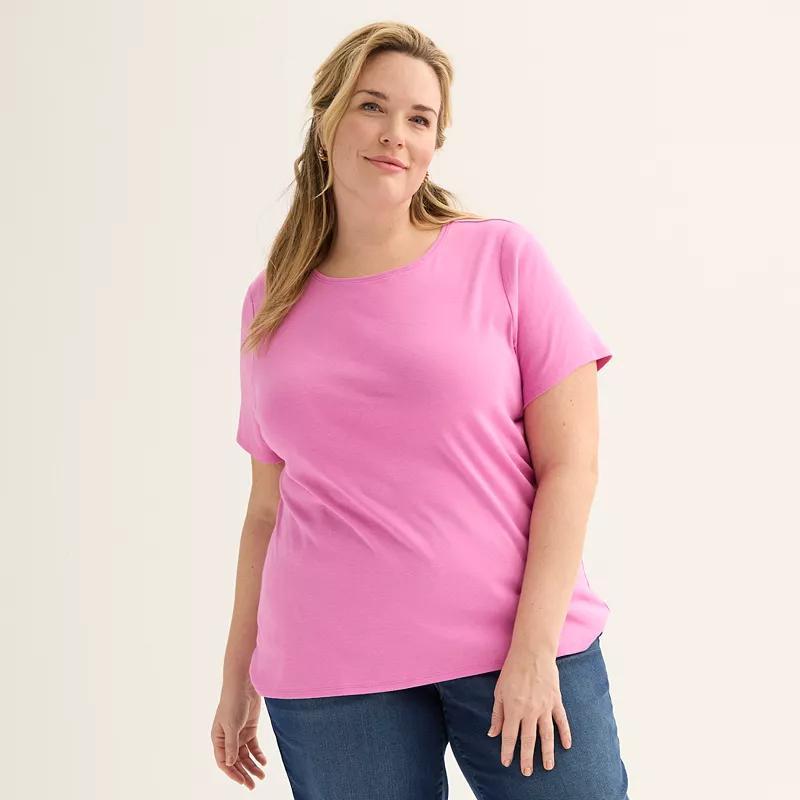 Plus Size Croft & Barrow Essential Crewneck Tee, Womens Product Image