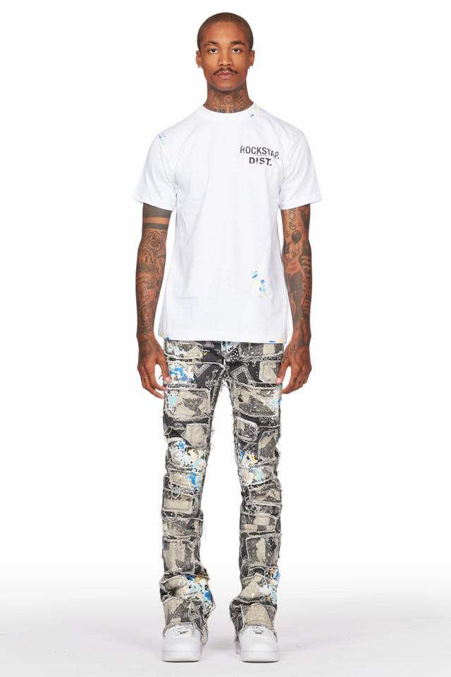 Kavi White/Black T-Shirt/Stacked Flare Jean Set Male Product Image