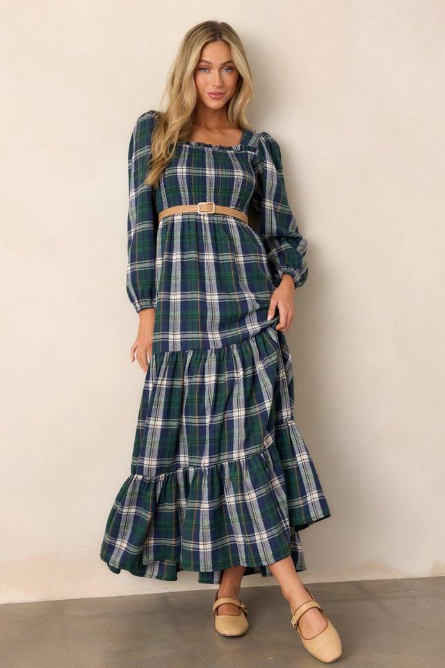 Sweet Sentiments Forest Green Plaid Maxi Dress Product Image