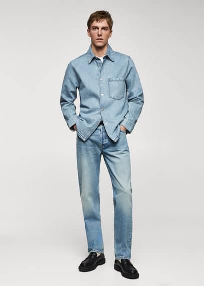 MANGO MAN - Pocket denim overshirt light blueMen Product Image