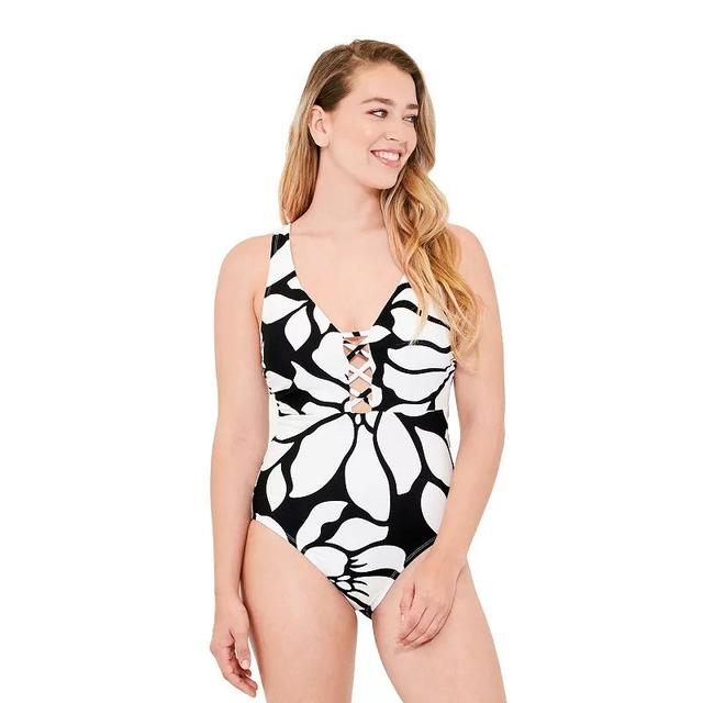 Womens Freshwater Deep Plunge Strappy Halter One-Piece Swim Suit Product Image