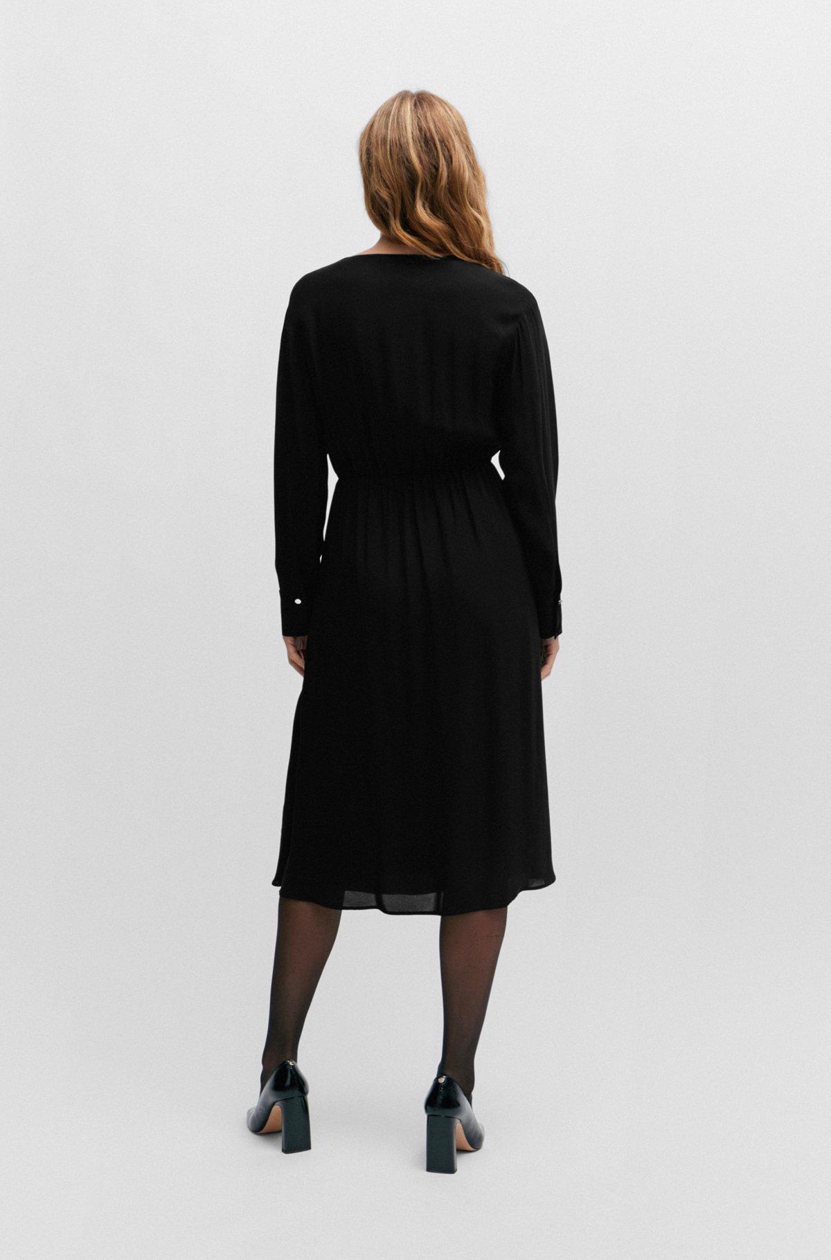 Regular-fit dress with wrap front and button cuffs Product Image