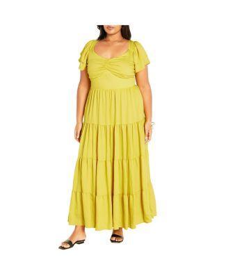 Plus Size Ariella Flutter Sleeves Tier Maxi Dress Product Image