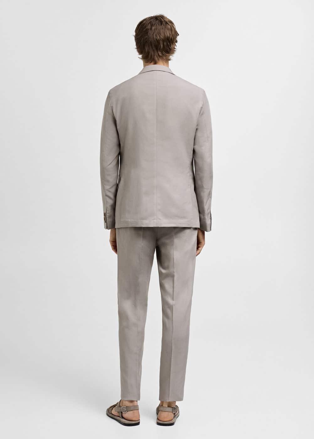 Mango Mens Linen-Blend Suit Pants - Light Product Image